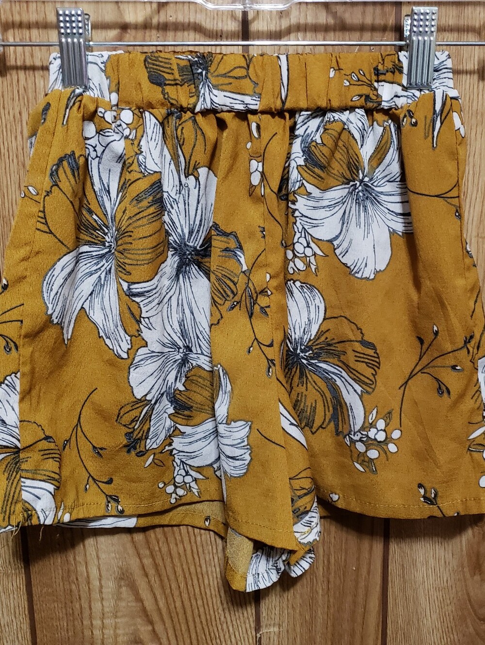 floral high waisted  Micro Shorts Yellow and white Small Flowey Boho Festival